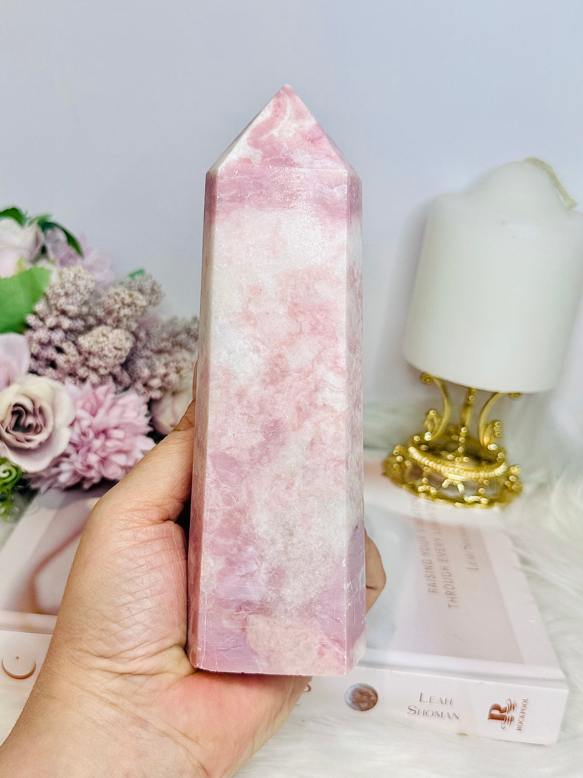 Large Pink Opal Tower 16.5cm
