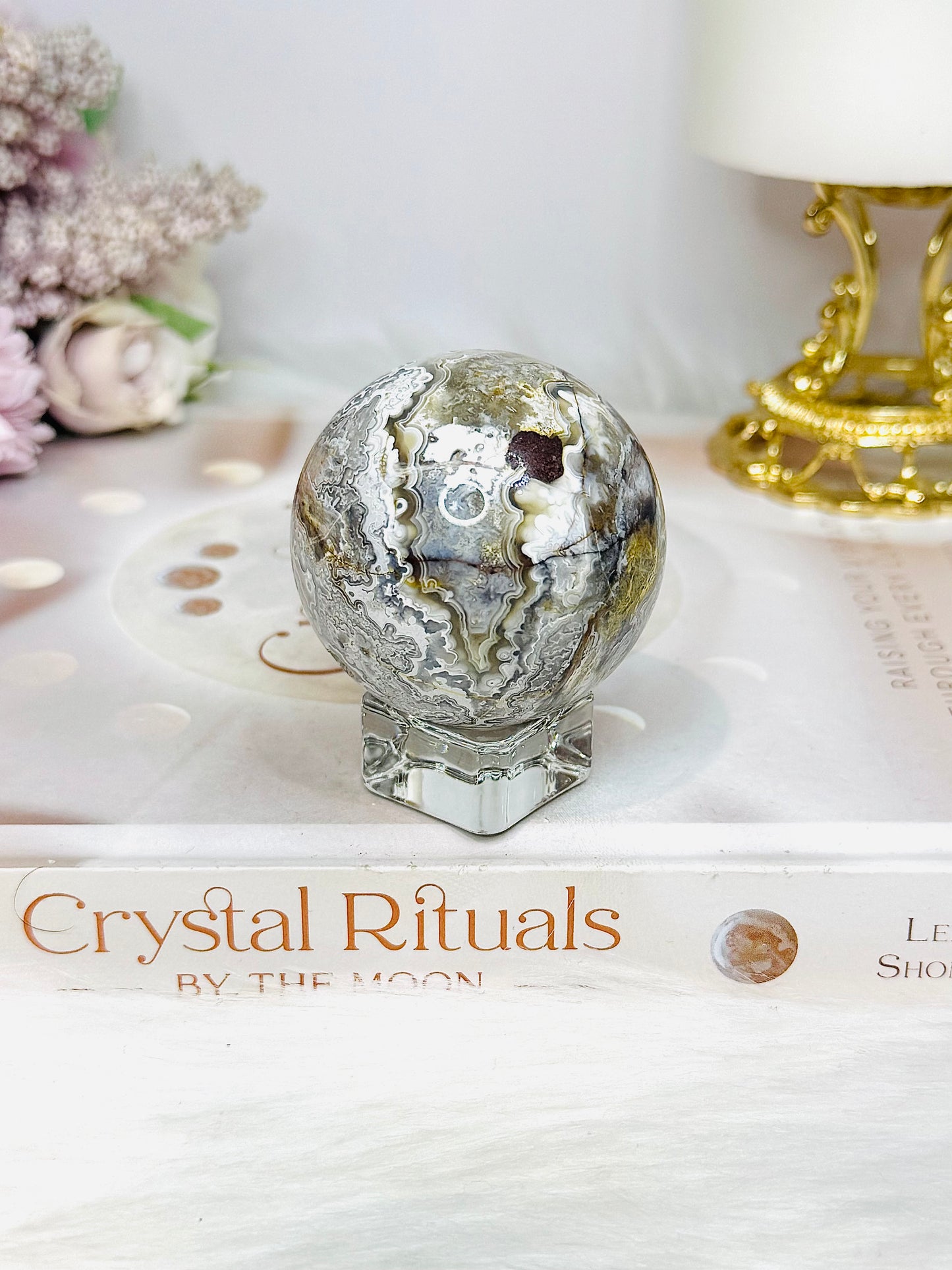 Mexican Lace Agate Sphere on Stand 162g