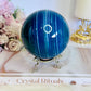 Gorgeous Large 702gram Blue Agate (dyed) Sphere On Stand