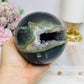 High Grade Huge Amethyst Druzy Agate Sphere on Stand 934g