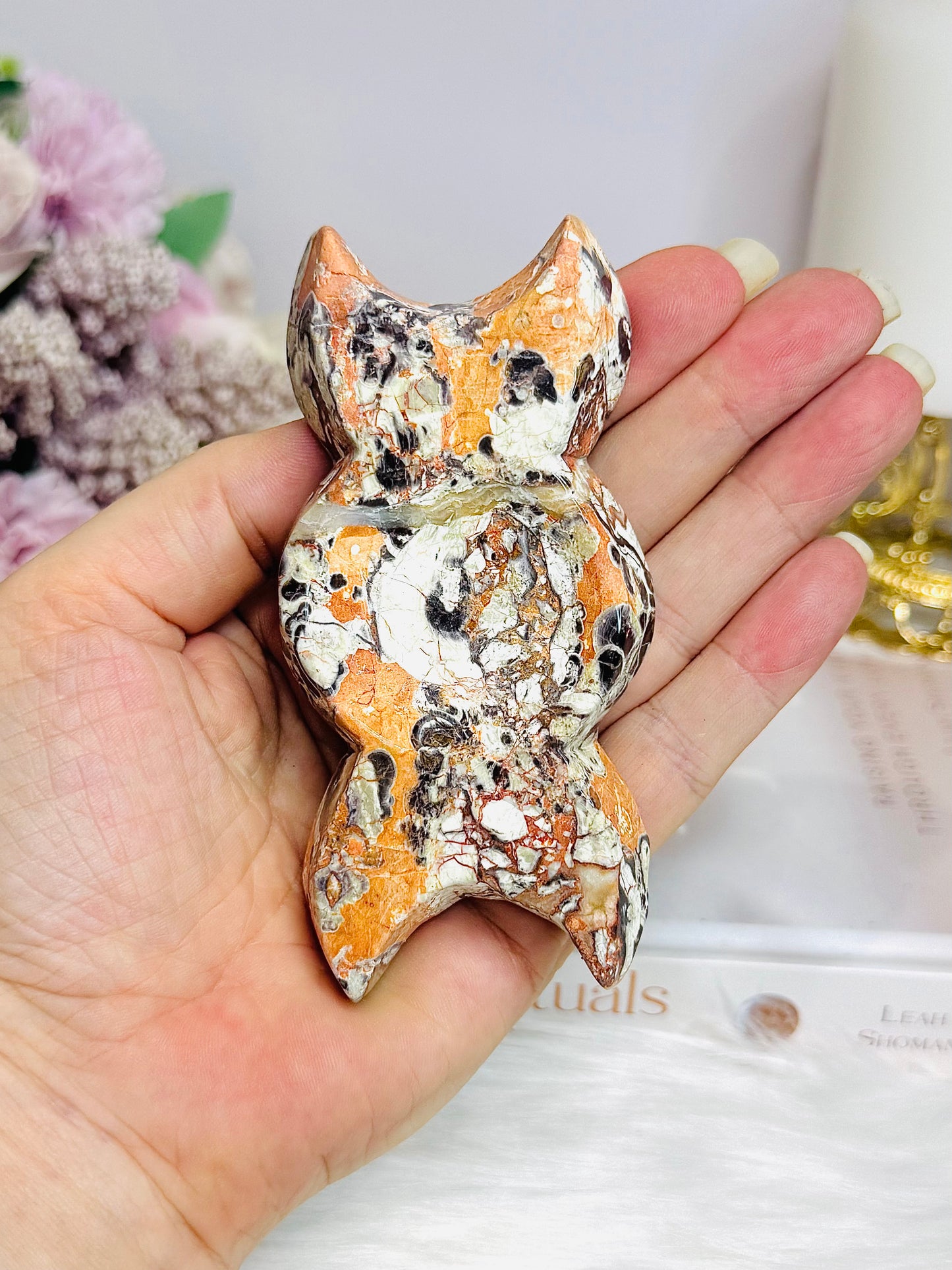 Triple Goddess Moon Money Agate Carving 10cm