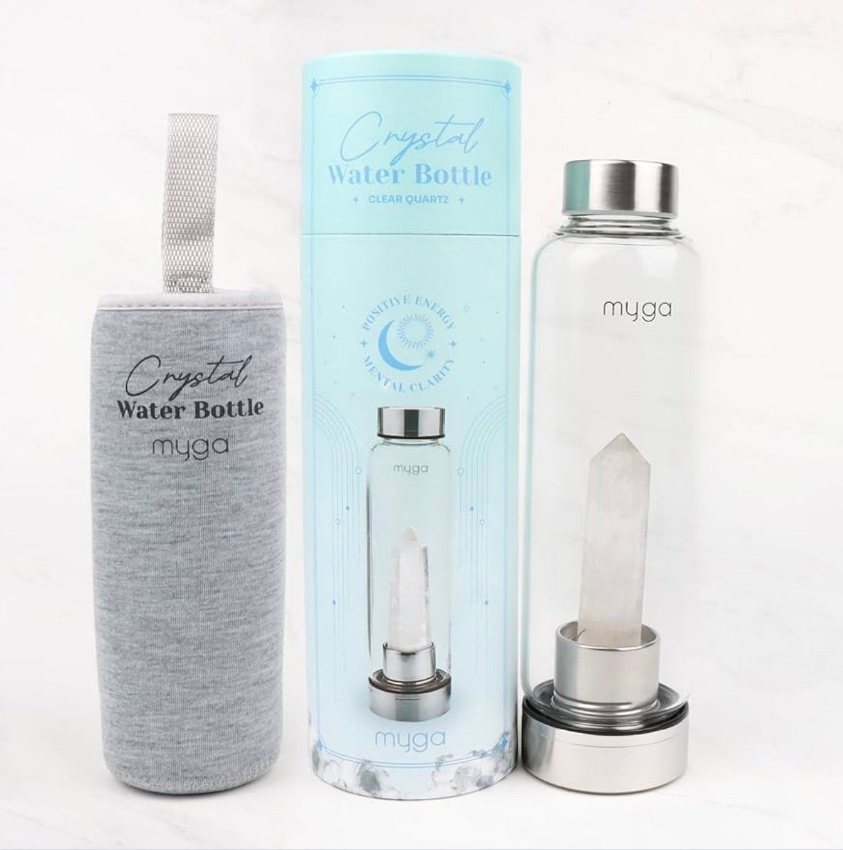Clear Quartz Crystal Water Bottle