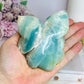 Blue Caribbean Calcite Carved Flower on Stand 266g