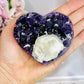 High Grade Deep Purple Amethyst Chunky Heart with Calcite Inclusion On Stand 9cm