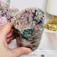Large Pink Amethyst Druzy Freeform with Moss Agate Inclusions 775g