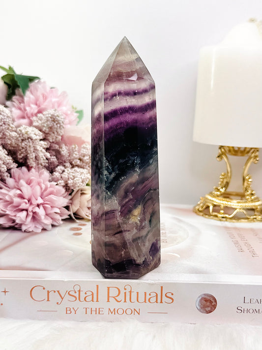 Large Chunky 13cm Rainbow Fluorite Tower