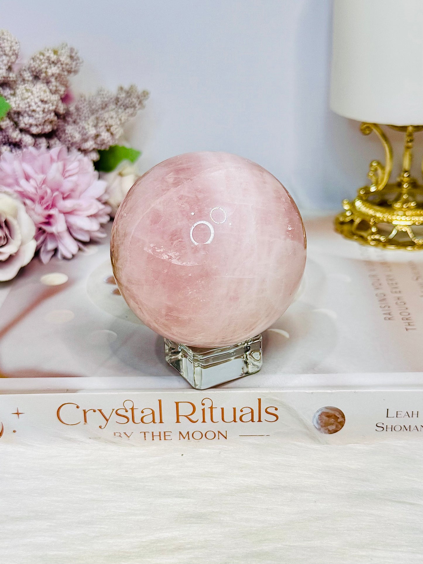 Large Rose Quartz Sphere (with Iron Oxide) on Stand 408g