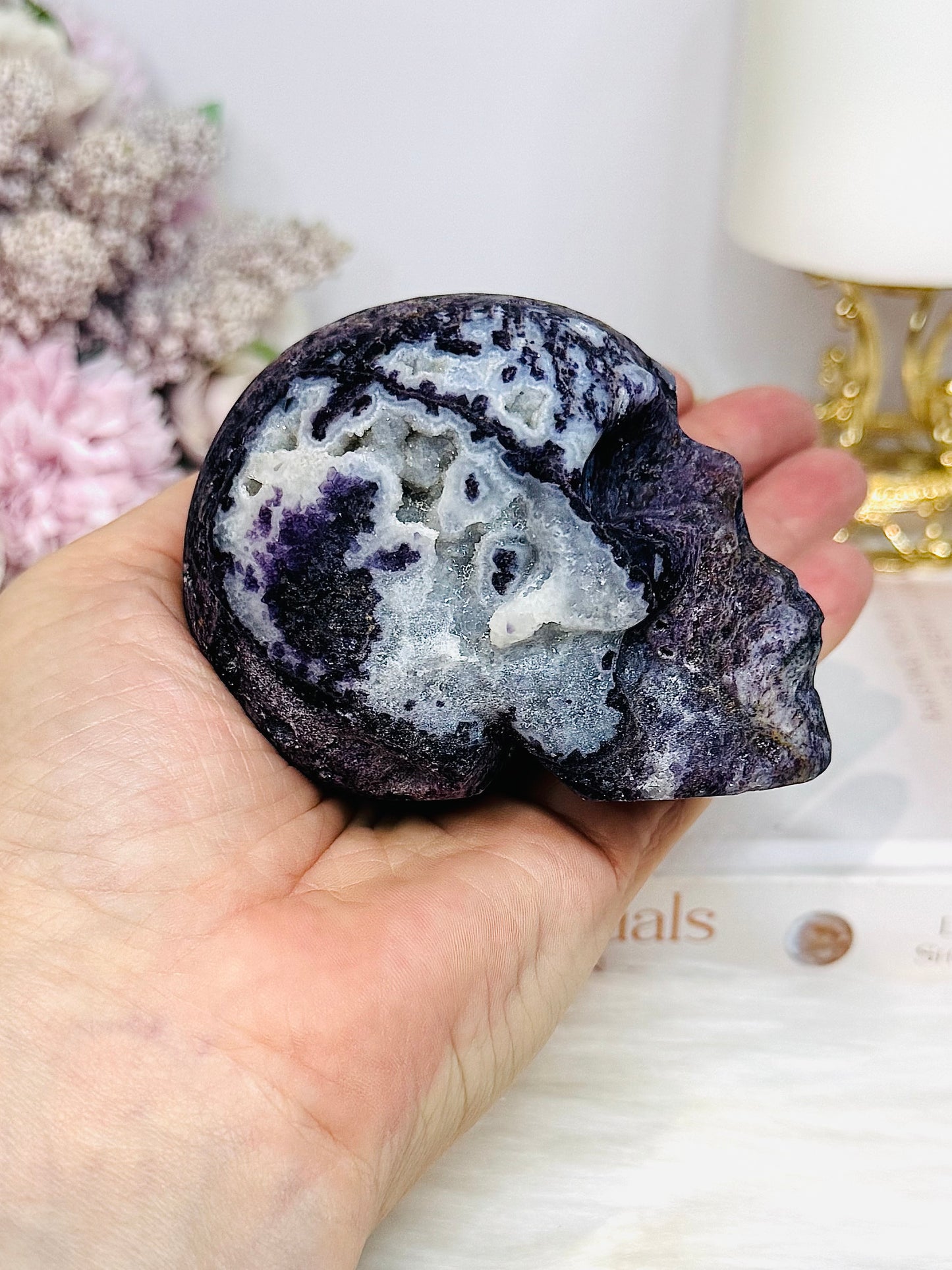 Purple Sphalerite Druzy Skull 8cm 419g