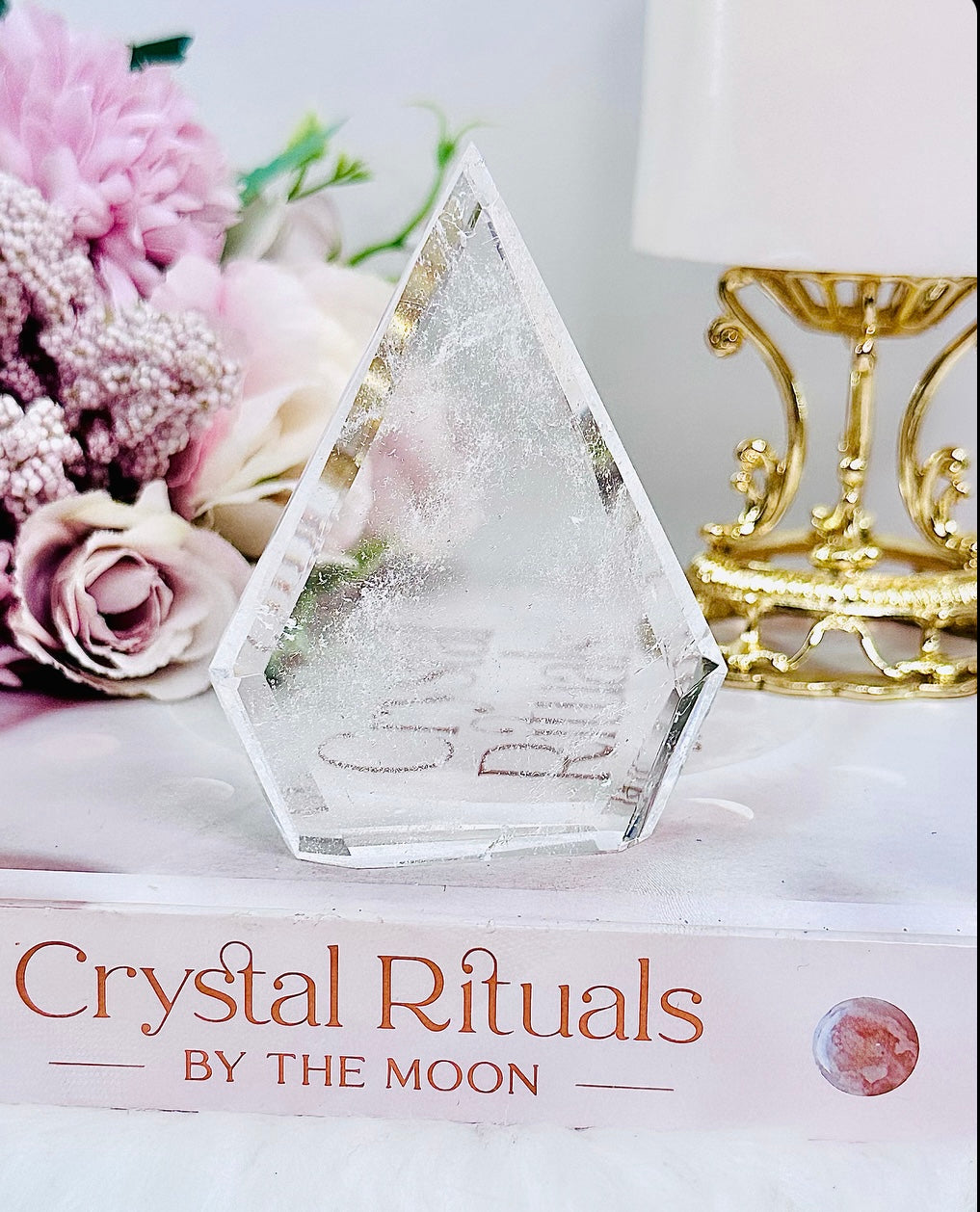 A Master Healer ~ Stunning Clear Quartz Carved Flame | Freeform Diamond
