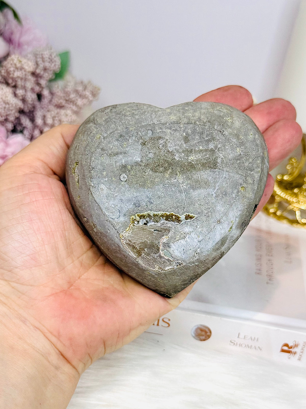 Large High Grade Amethyst Cluster Heart on Stand 328g