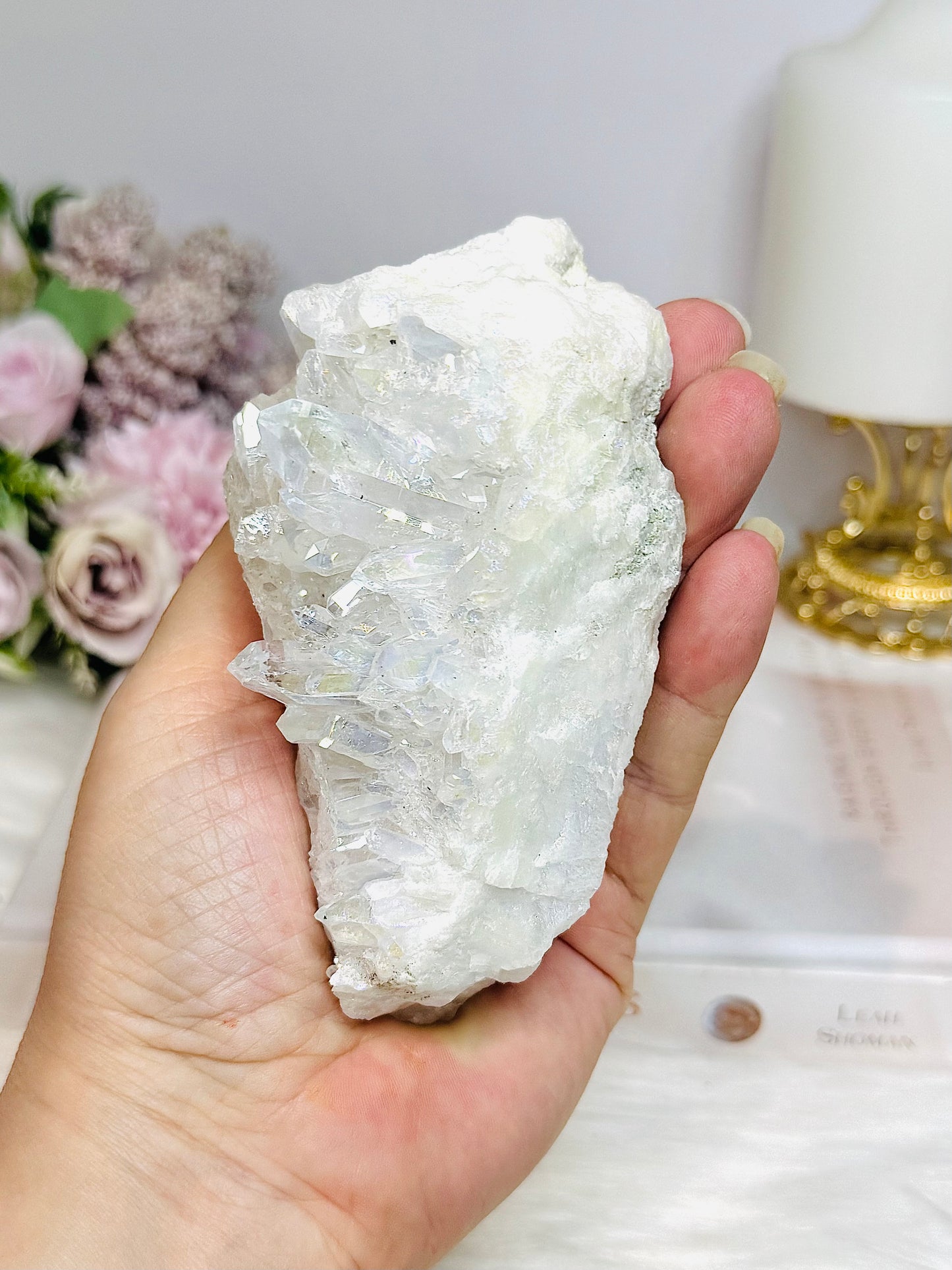 Large Angel Aura Clear Quartz Cluster 10.5cm 298g
