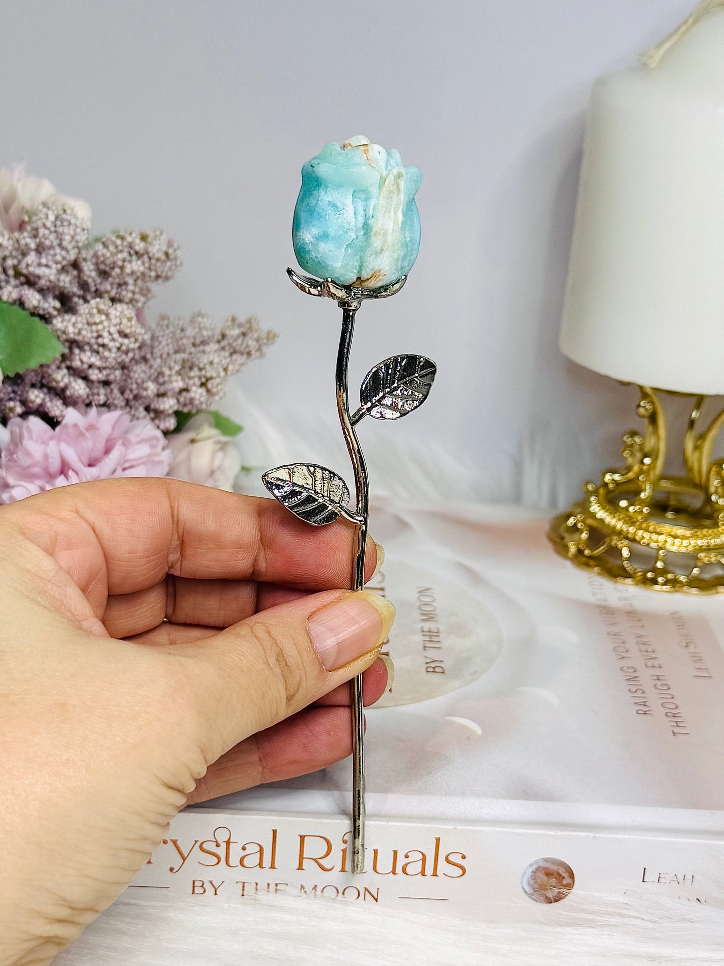 Blue Hemimorphite Forever Rose 15cm