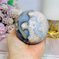 Blue Flower Agate Large Sphere 489g On Stand