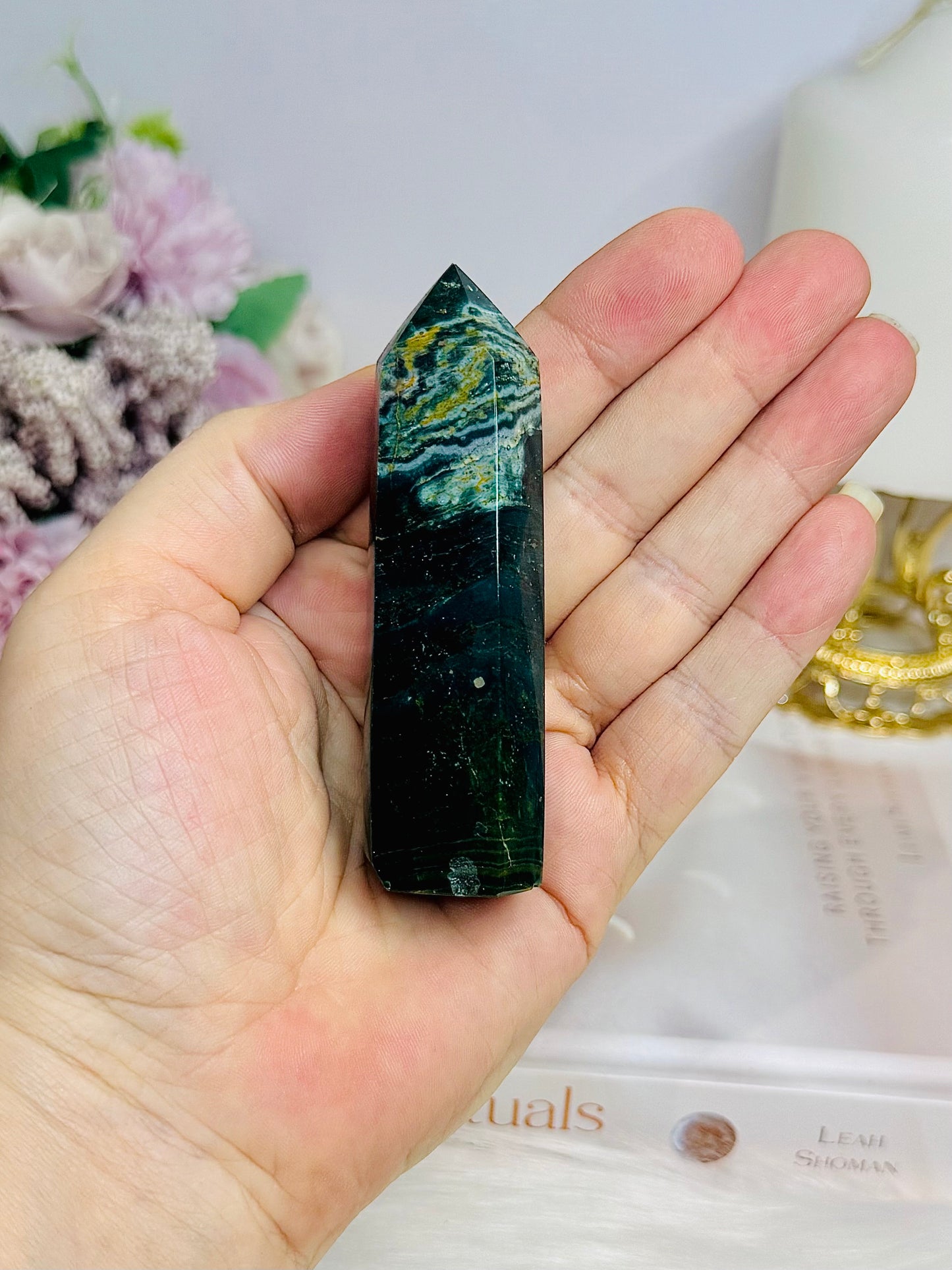 Green Ocean Jasper Tower 8cm