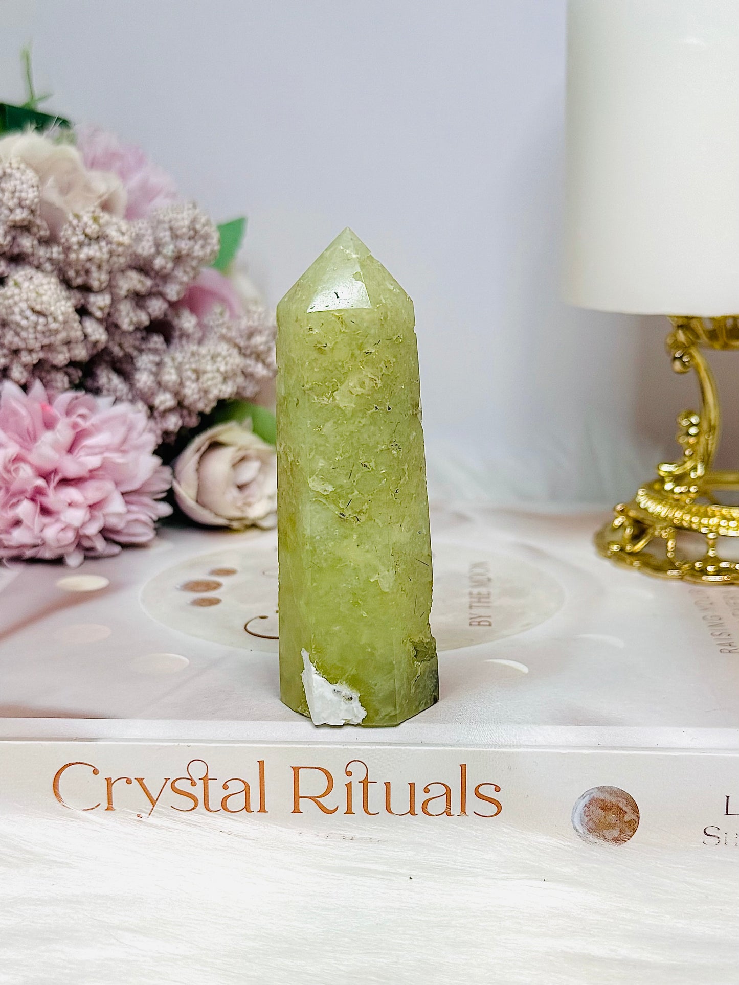 Natural Prehnite Tower | Point 8cm