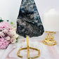 Large 20cm 1.1KG Natural Amethyst Agate Cluster Freeform on Gold Stand