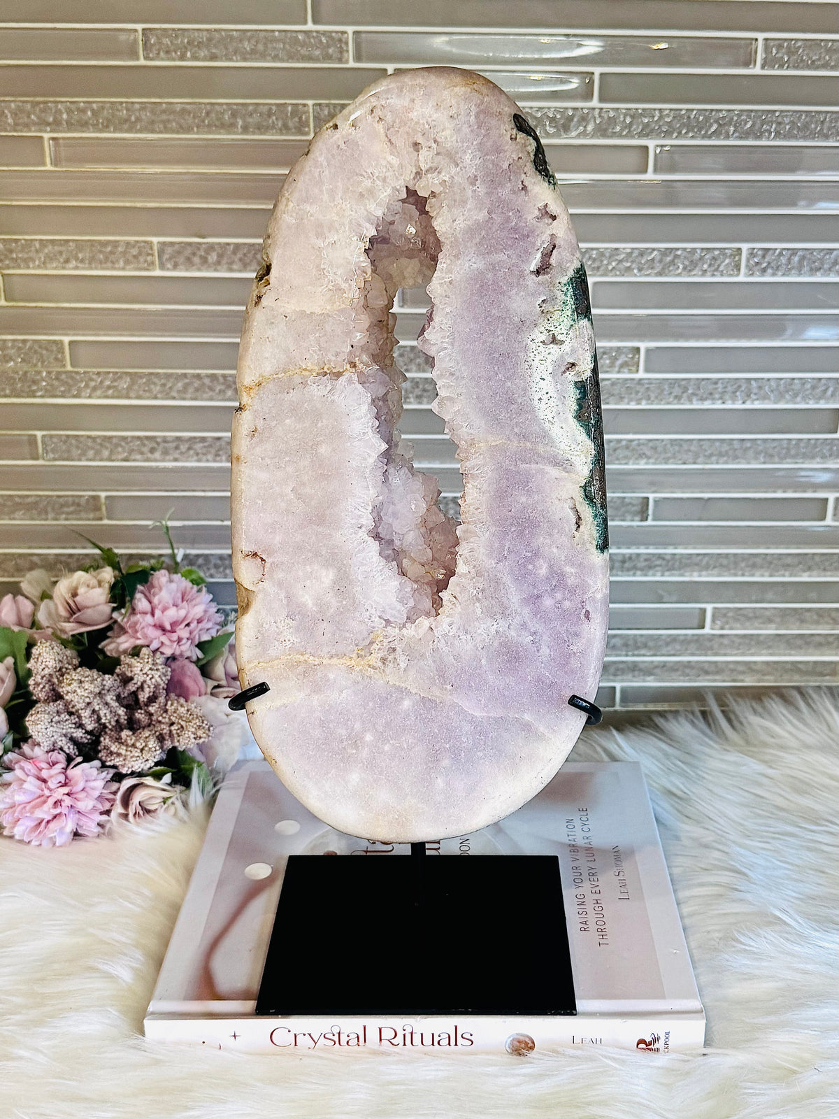 Statement Piece ~ Huge Pink Amethyst Druzy Portal Slab On Stand 36cm 2.45KG