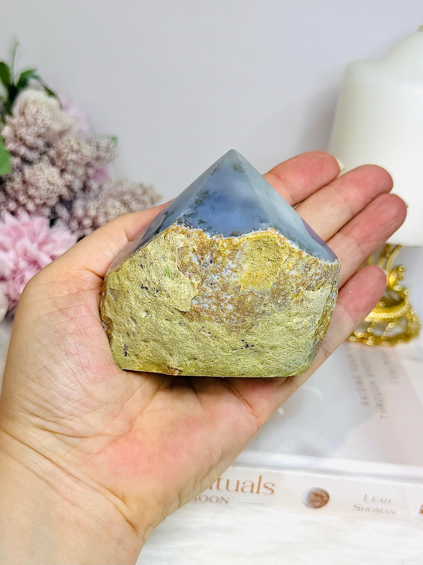 High Grade Angel Aura Agate Polished Top 321g
