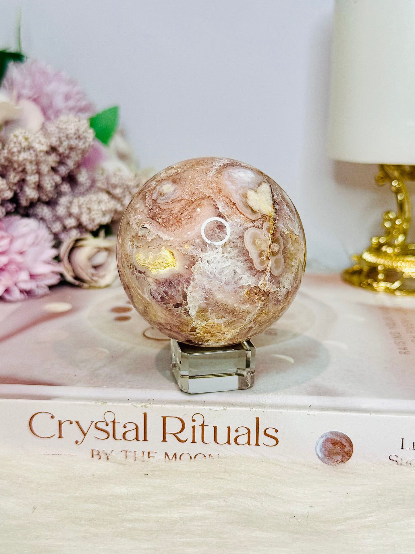Pink Amethyst Sphere on Stand 301g