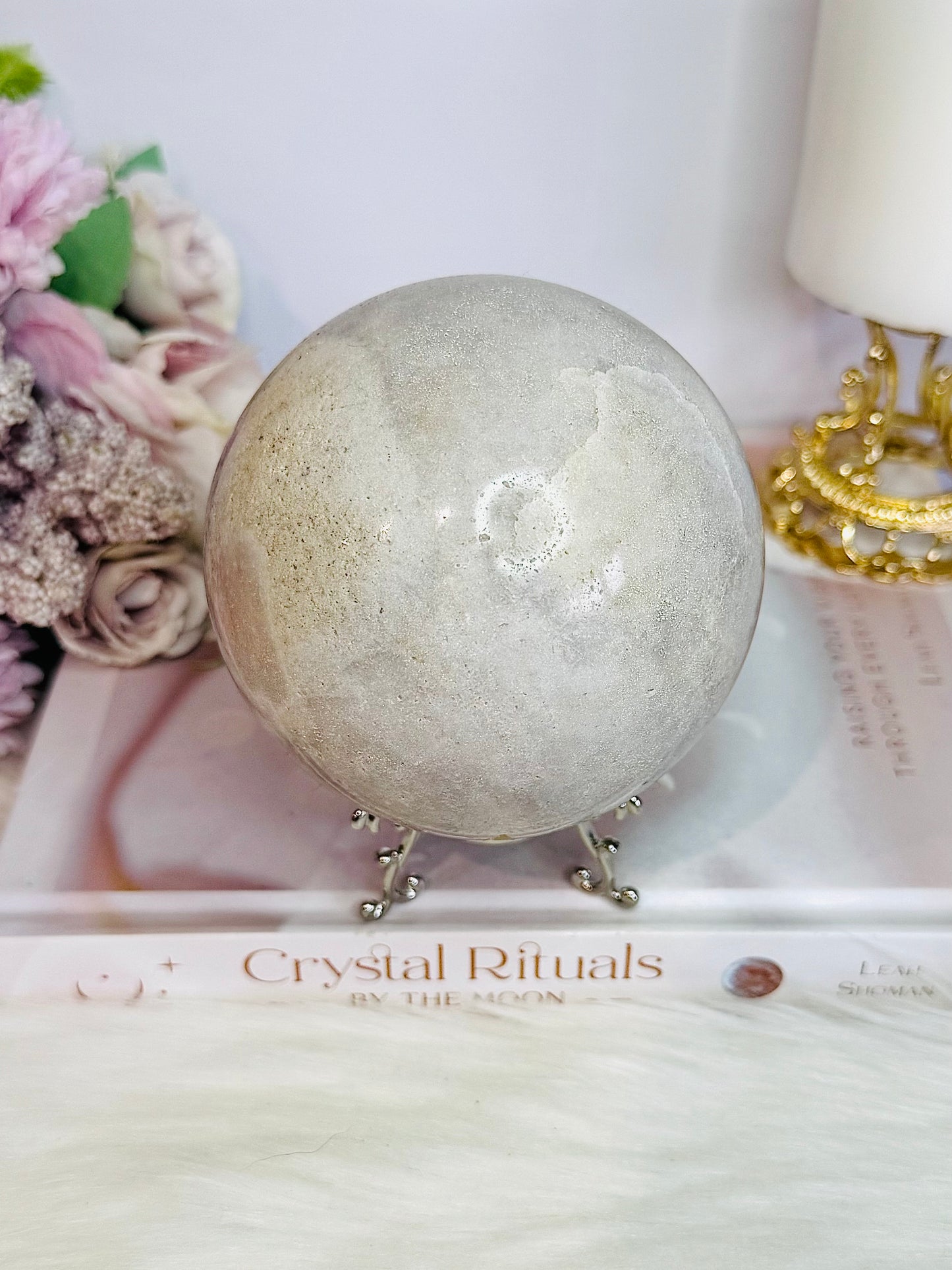 ⚜️ SALE ⚜️ Gorgeous Huge Natural Druzy Pink Amethyst Sphere on Stand 921grams