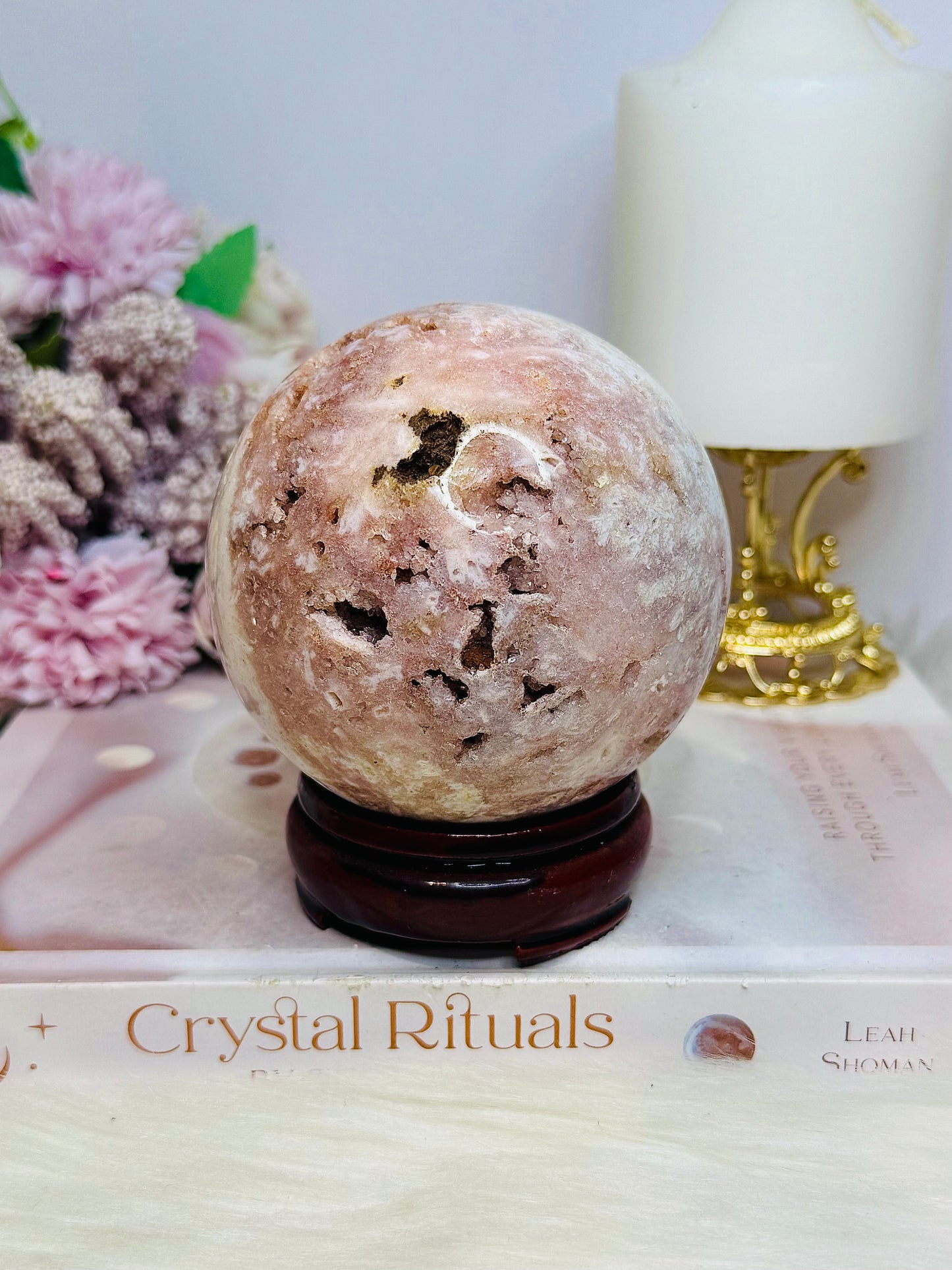 Large Pink Amethyst Druzy Sphere on Stand 816cm