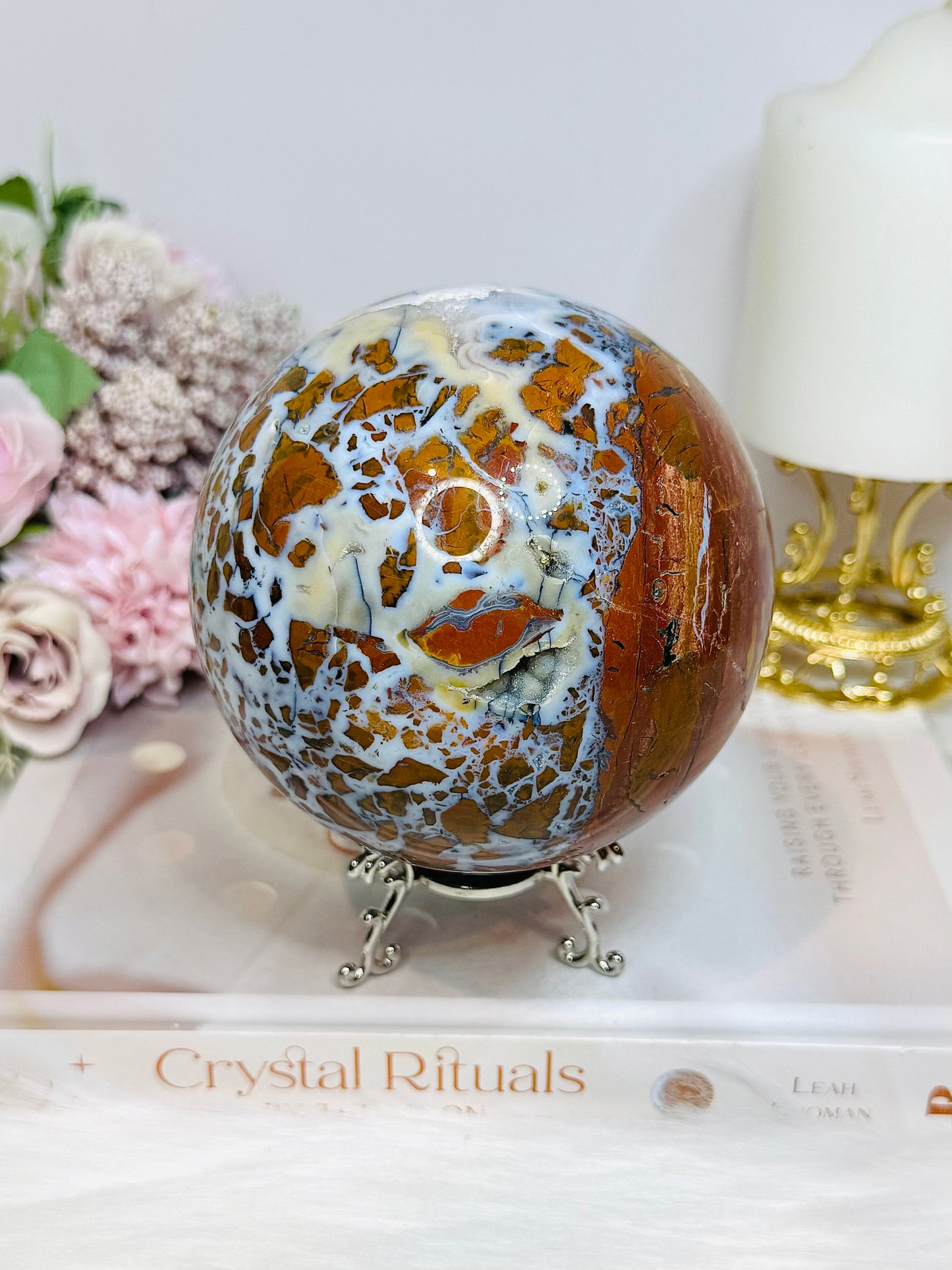 Large Brecciated Jasper Sphere on Stand 1.34KG