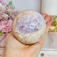 Large Rare Amethyst X Flower Agate Sphere On Stand 710g