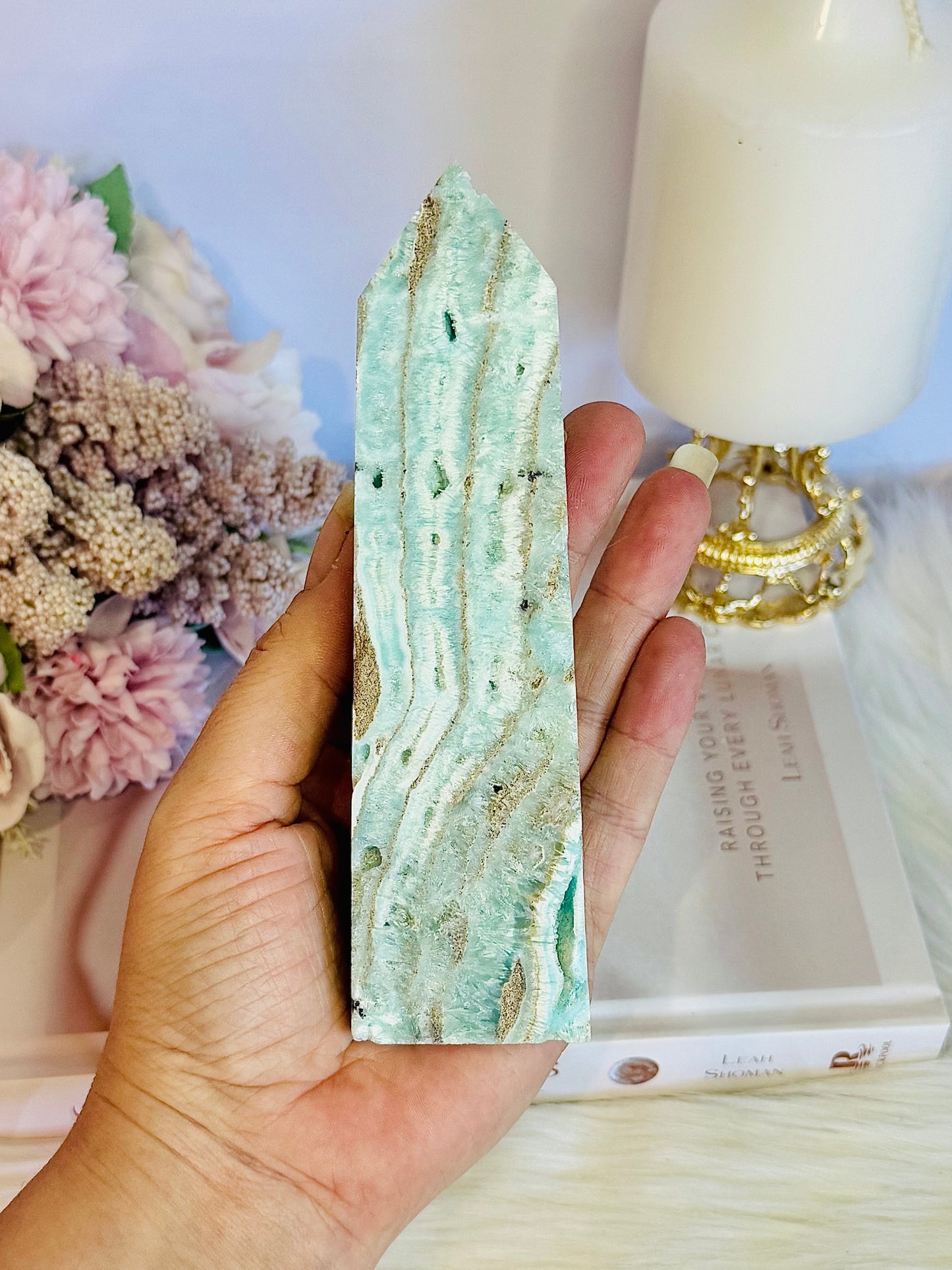 Natural Large 15cm Druzy Hemimorphite Tower