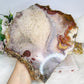 A Collectors Piece ~ High Grade Natural Pink Amethyst Druzy Slice | Slab with Gold Plating on Stand 24cm 689g