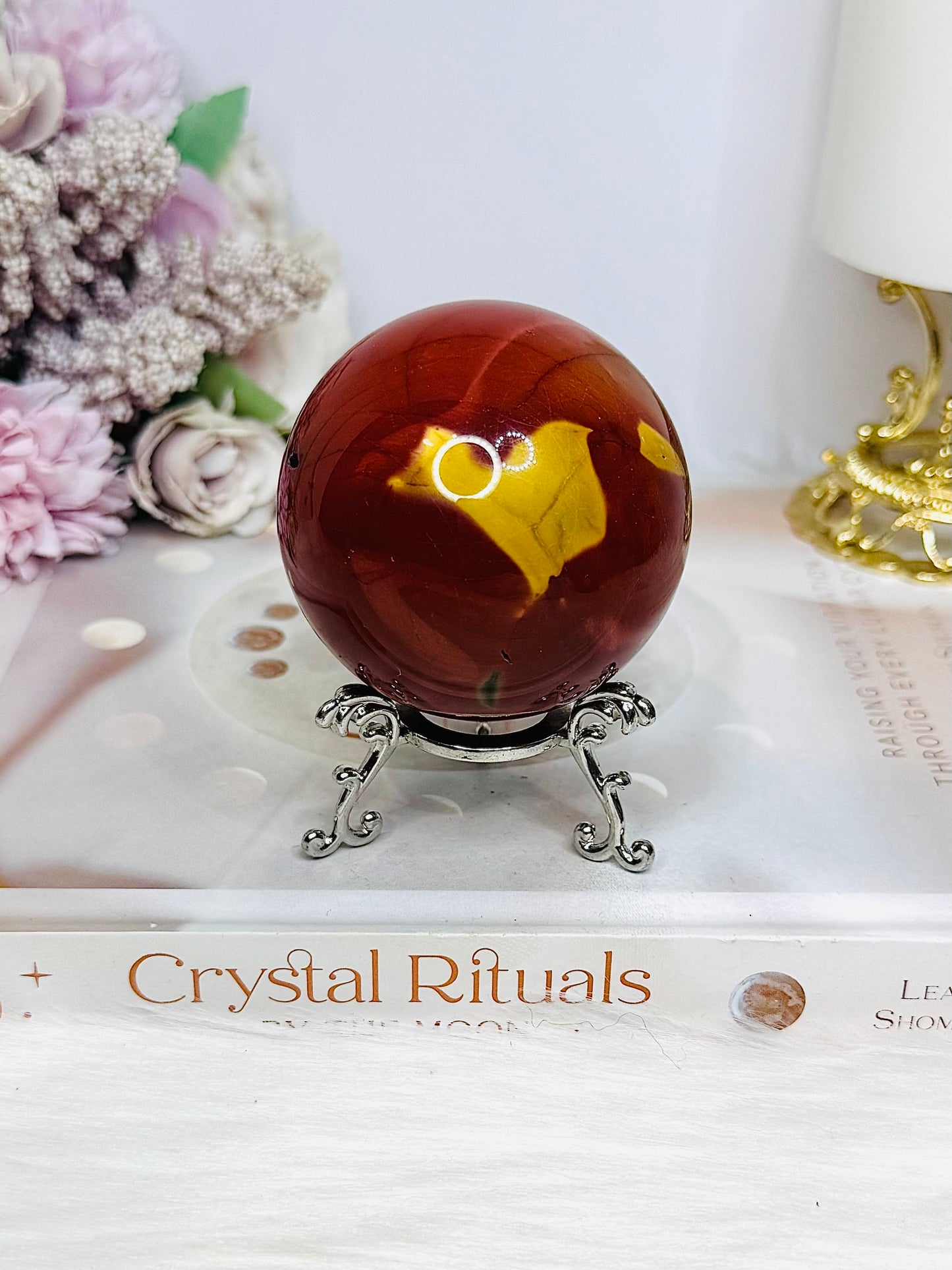 Mookaite Jasper Sphere on Stand 301g