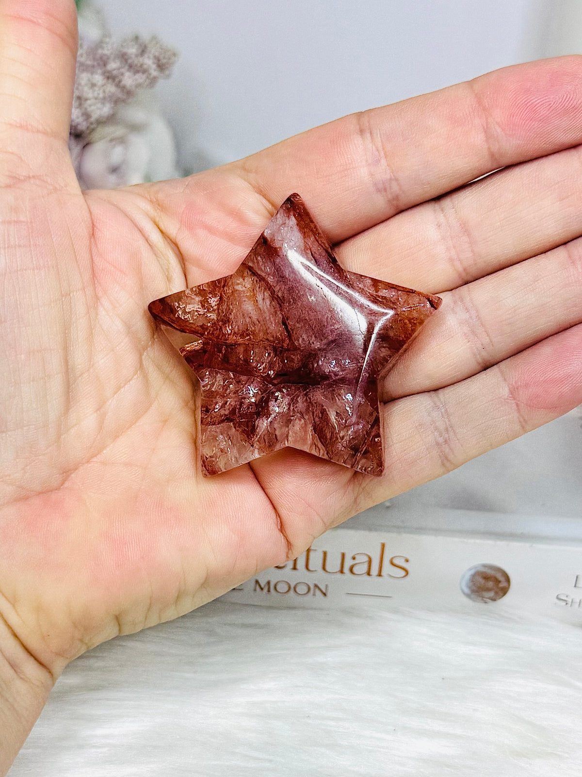 Fire Quartz Carved Star