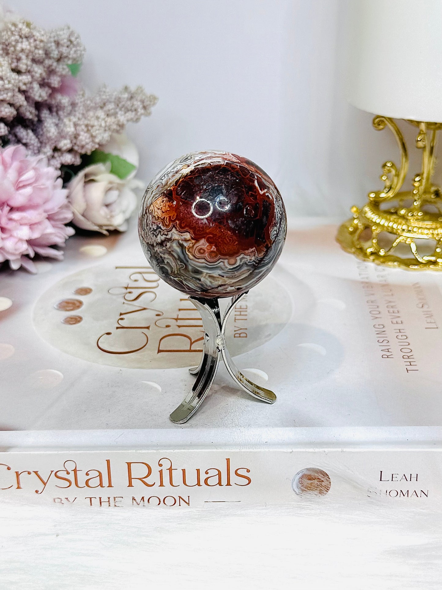 Mexican Lace Agate Sphere on Stand 109g