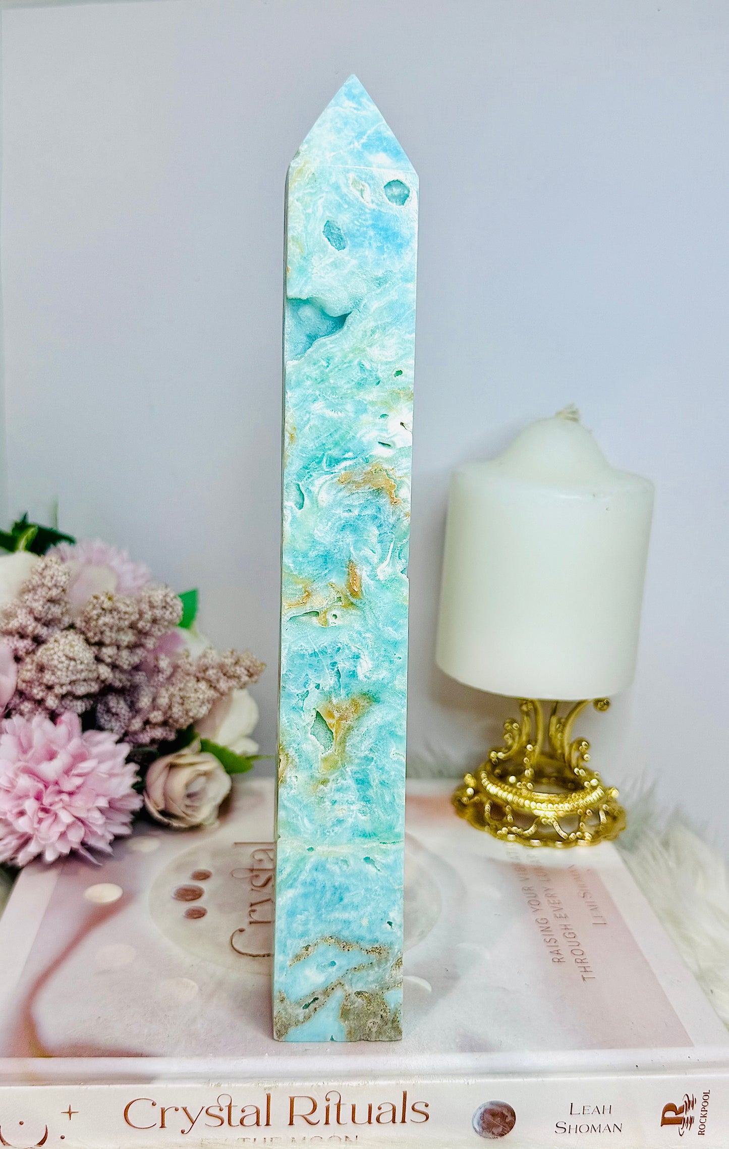 Large Blue Hemimorphite Druzy Raw Edge Tower 24cm 629g