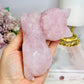 Large Rose Quartz Carved Cat 11cm 488g (Small Chip On Tail)