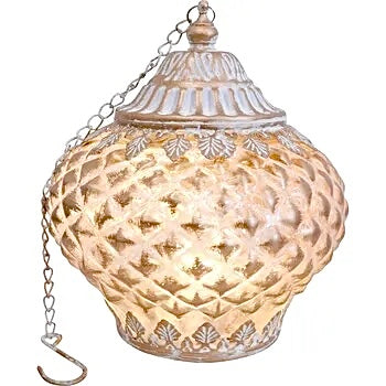 Glass Lantern Led Temple Gold/wash 15cm