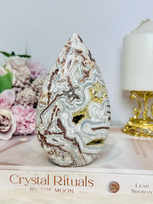 Large Mexican Agate Druzy Flame | Freeform 13cm 324g