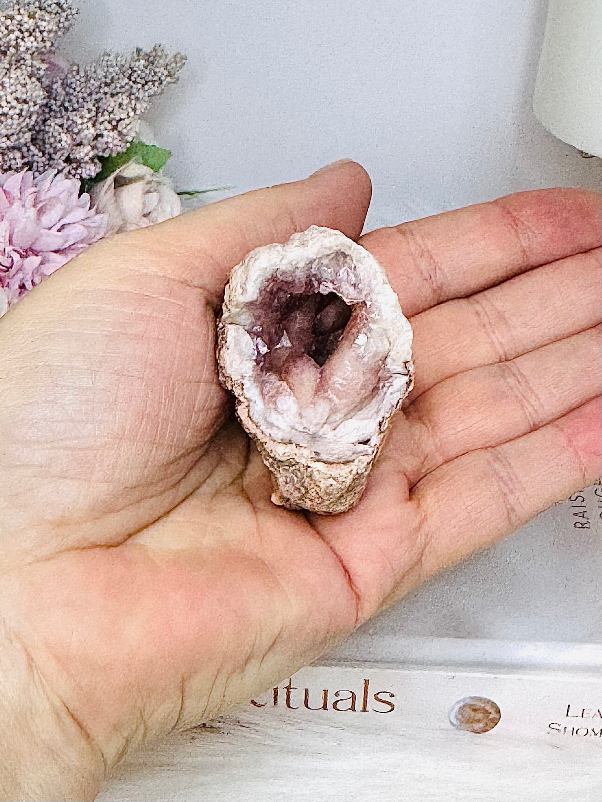 Natural Pink Amethyst Druzy Geode