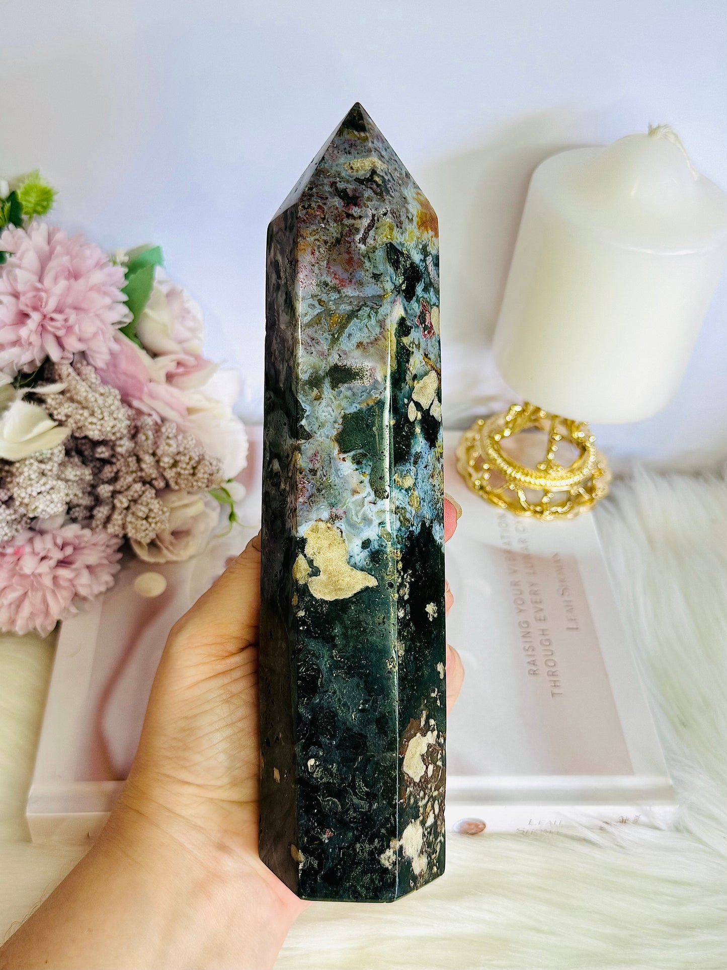 Stunning Natural Chunky Large Ocean Jasper Tower 21cm 742grams