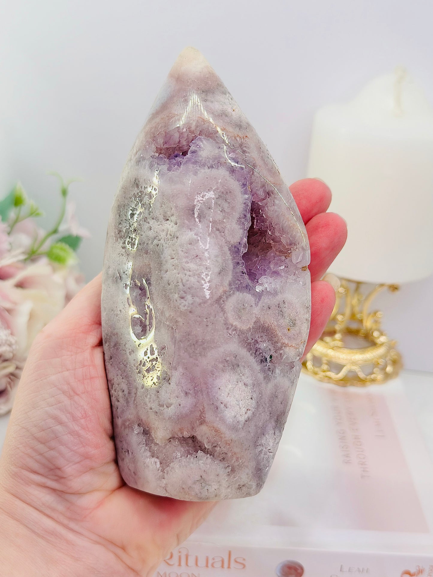 ⚜️ SALE ⚜️ Elegant Large 15cm 686gram Druzy Pink Amethyst Freeform From Brazil