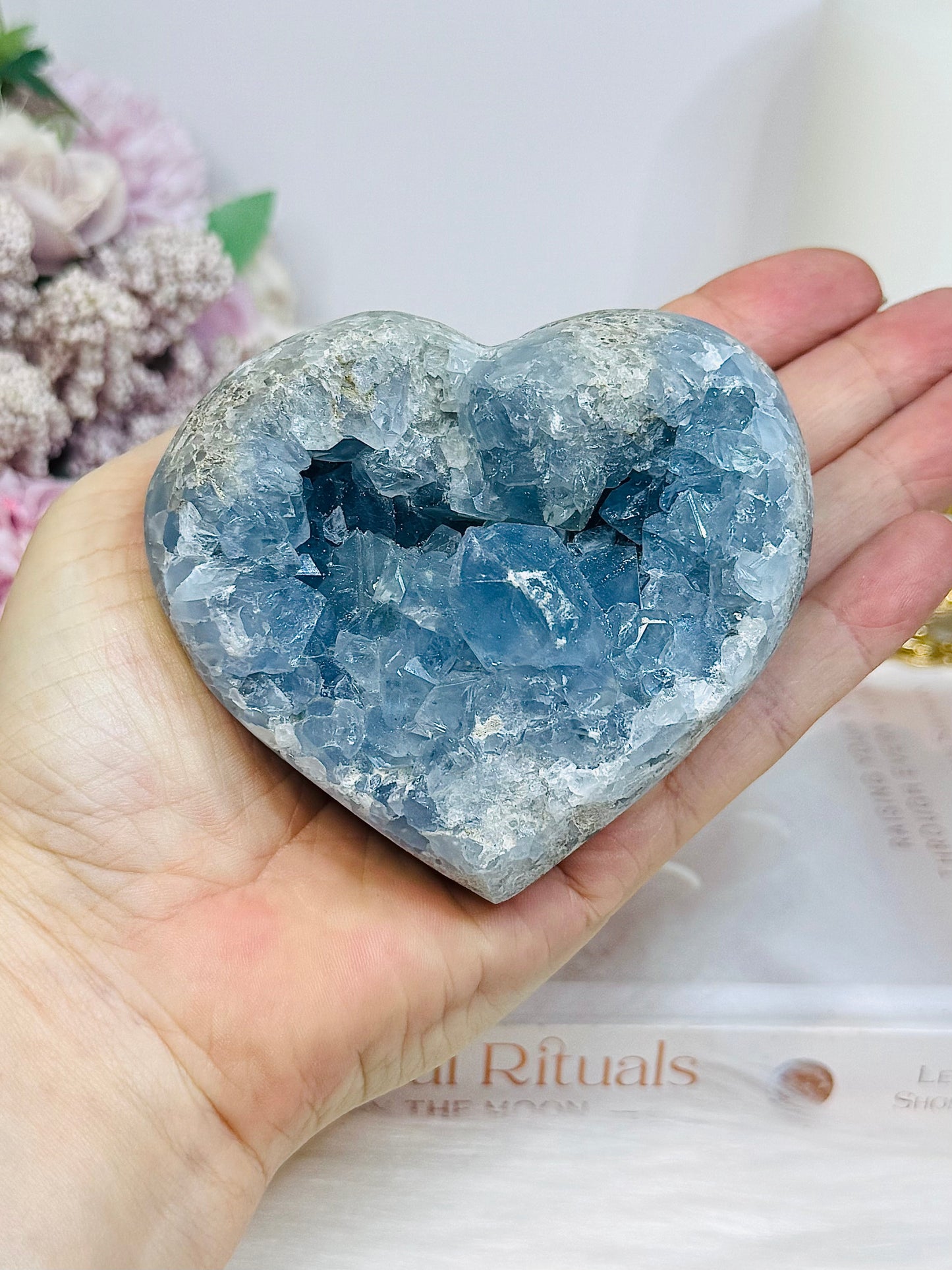 Blue Celestite Druzy Heart 8.5cm 534g