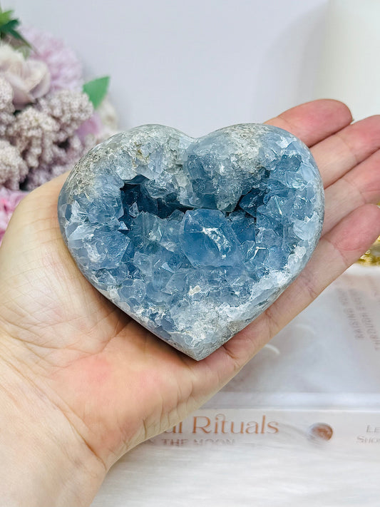 Blue Celestite Druzy Heart 8.5cm 534g