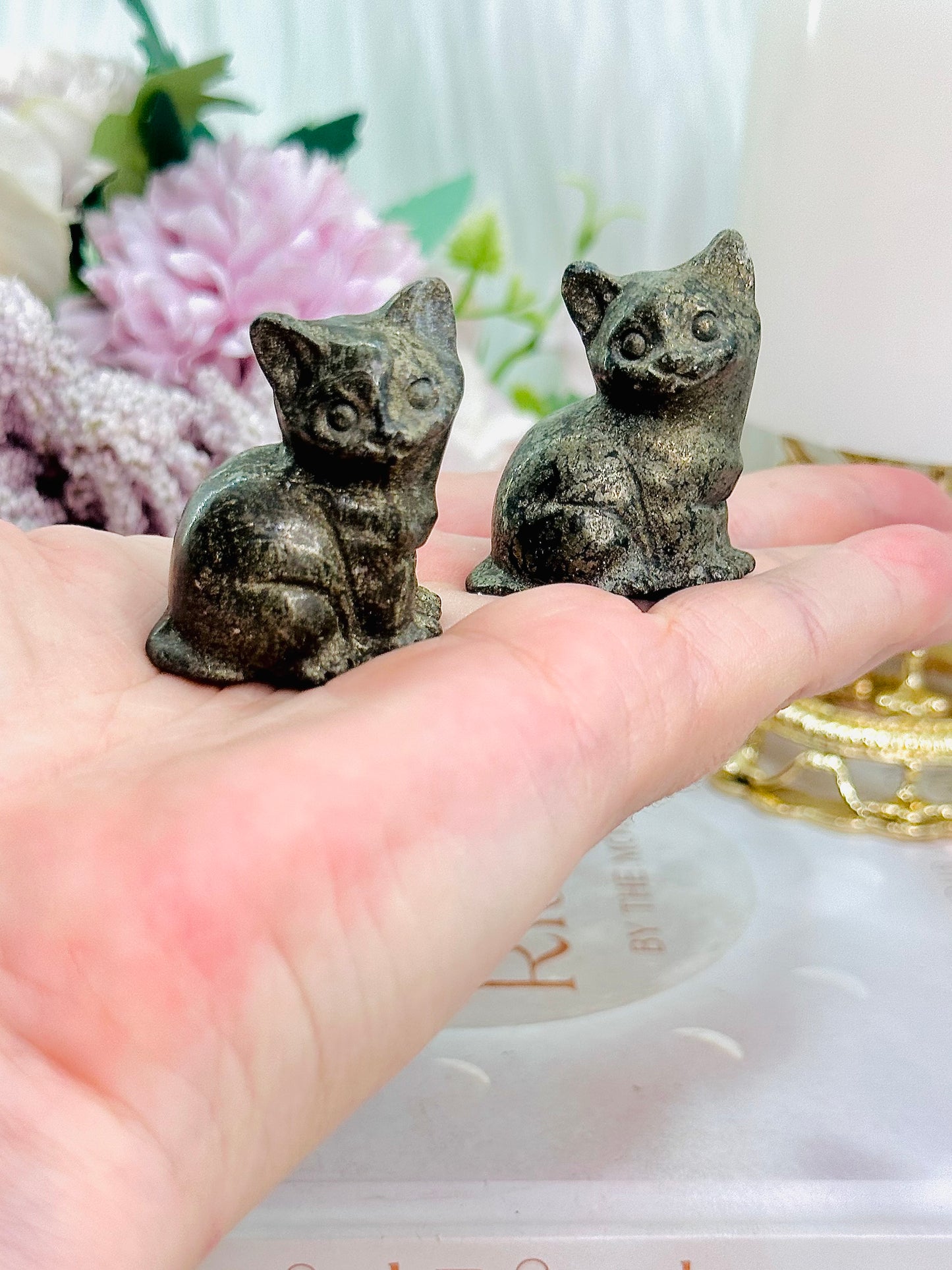 Beautiful Small Pyrite Cat Carvings $20 each