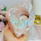 Large Chunky 1.2KG 14cm Angel Aura Rose Quartz Candle Holder