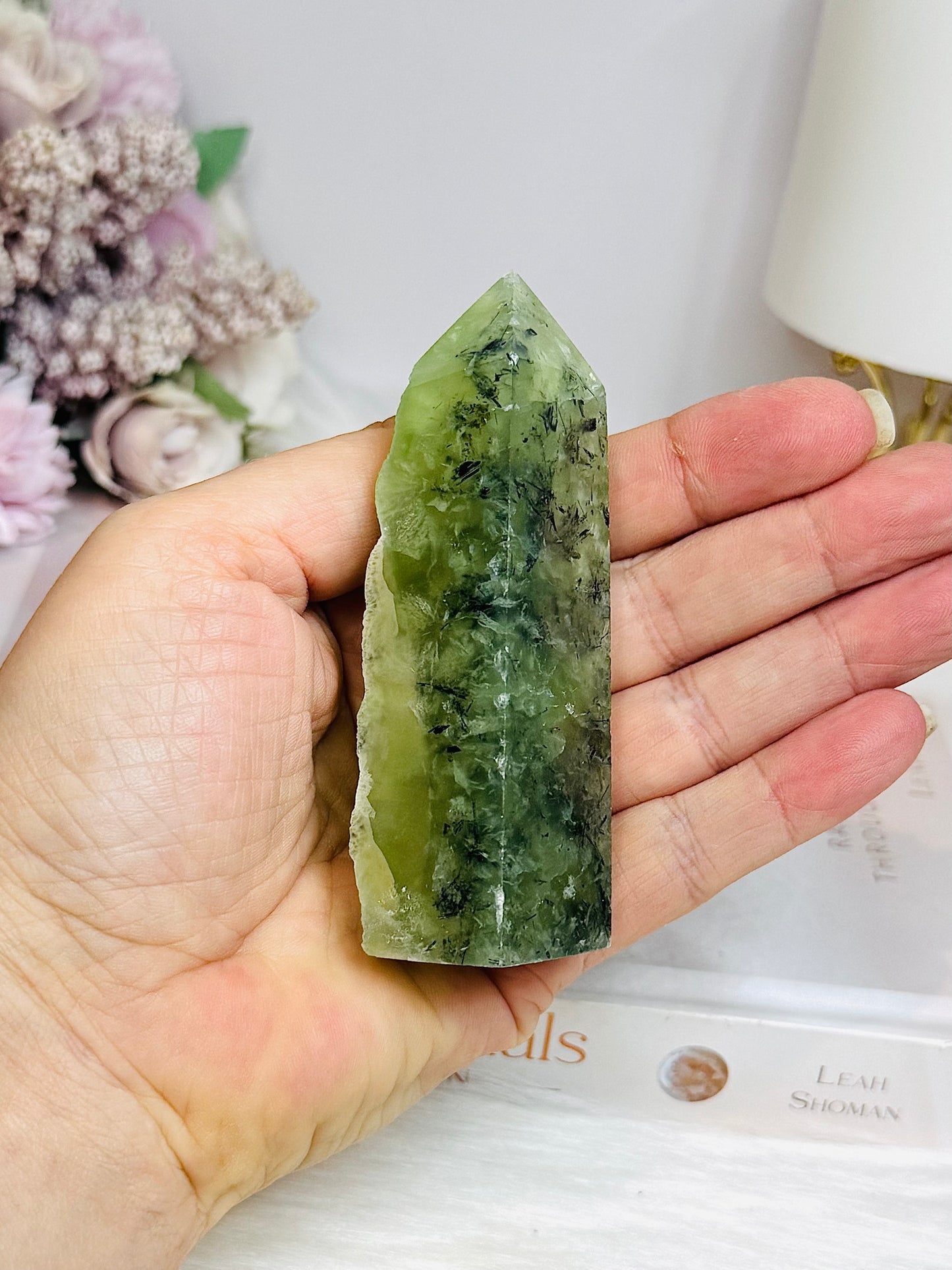 Druzy Prehnite Tower 9cm