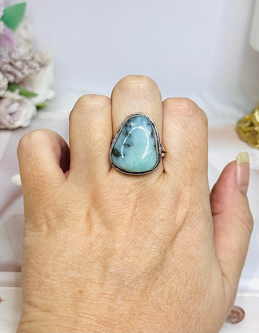 Sterling Silver Larimar Ring Size 10