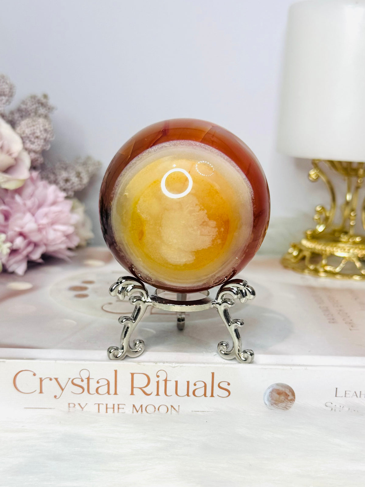 High Grade Druzy Carnelian Sphere on Stand 295g