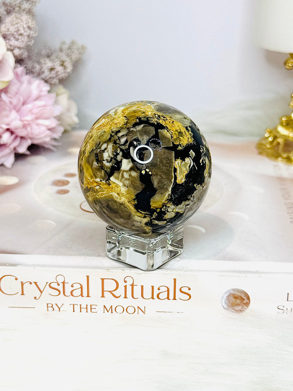Volcano Agate (UV Reactive) Sphere on Stand 186g