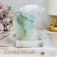 Moss Agate Druzy Moon On Stand 10cm 256g