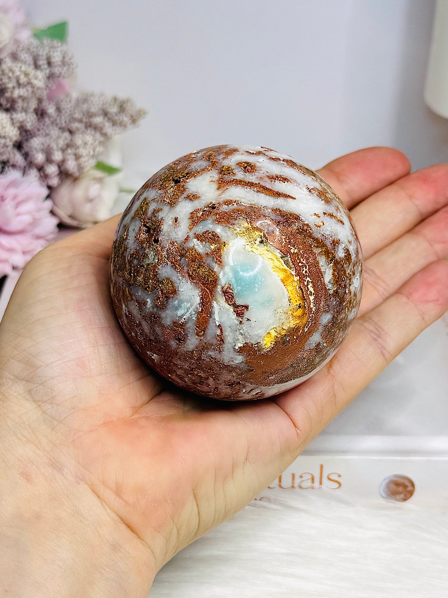 Druzy Jasper Sphere on Stand 409g