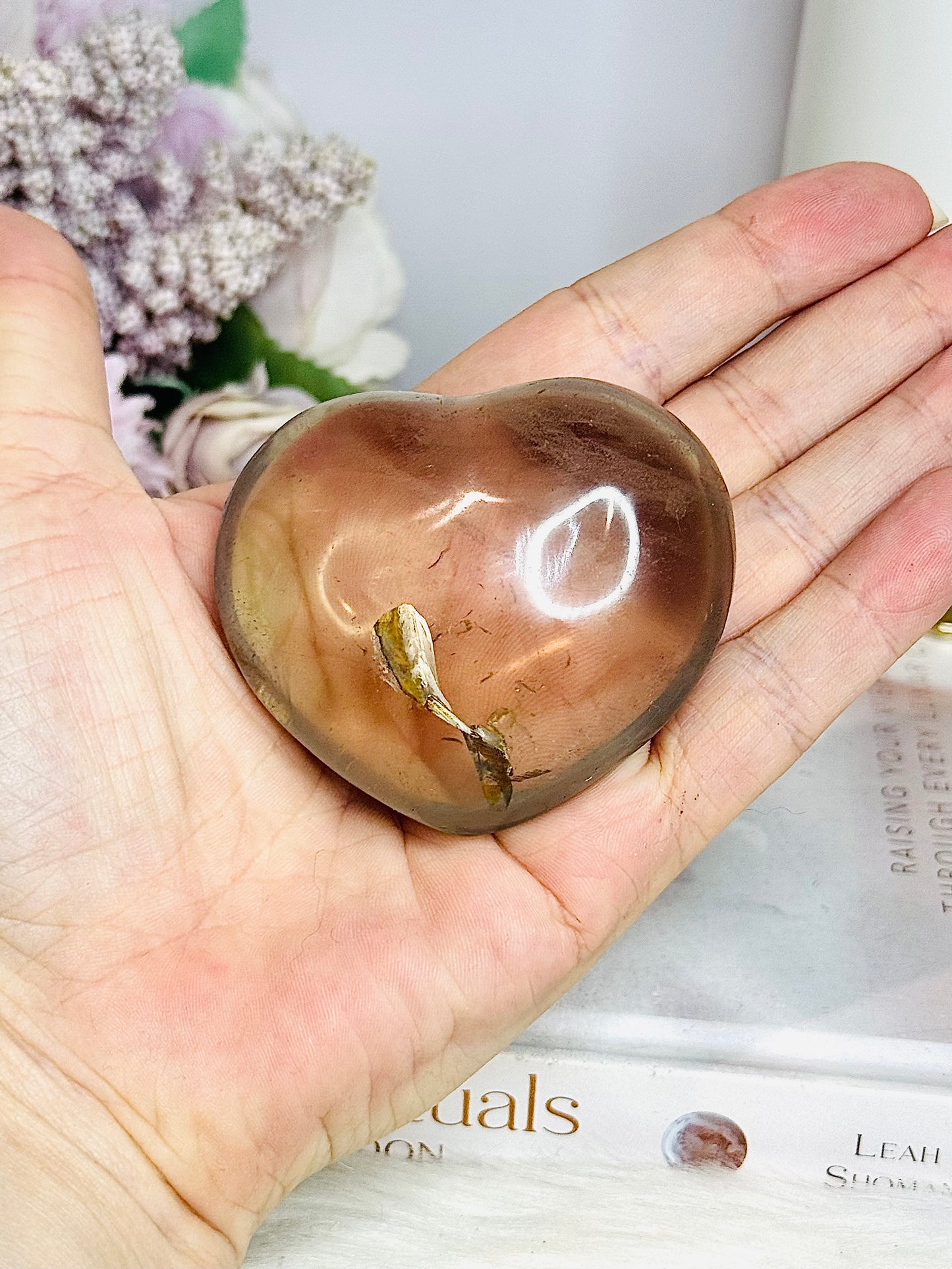 Chunky Smokey Quartz Heart On Stand